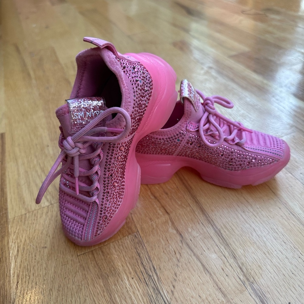 Steve Madden J-Miss Pink Glitter Rhinestone Toddler Sneakers - Size 8C